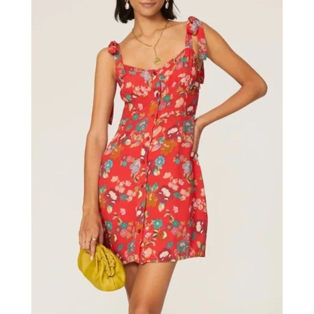 The Andamane Donna Mini Dress Red Floral Size Small